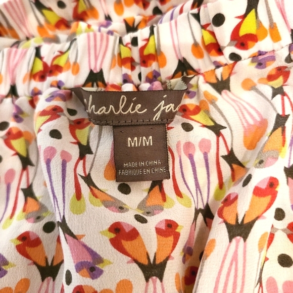 Charlie Jade floral strapless silk romper with ruff top lined bottom size M - Picture 4 of 9